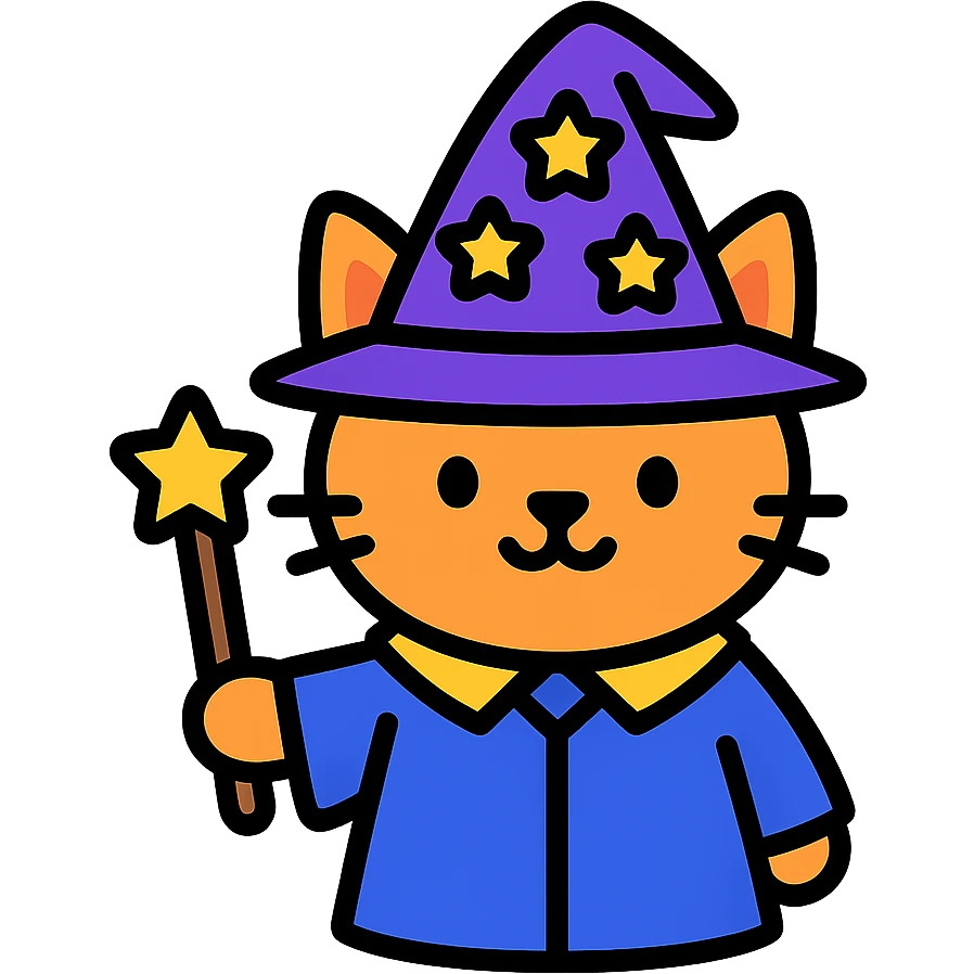 wizard cat colorful icon emoji