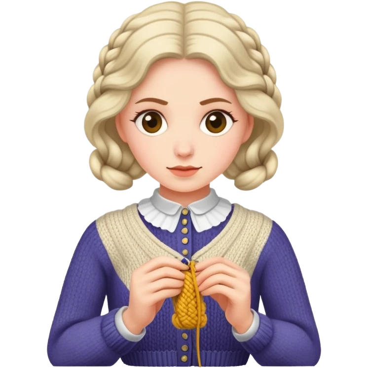 Victorian woman knitting a sweater emoji