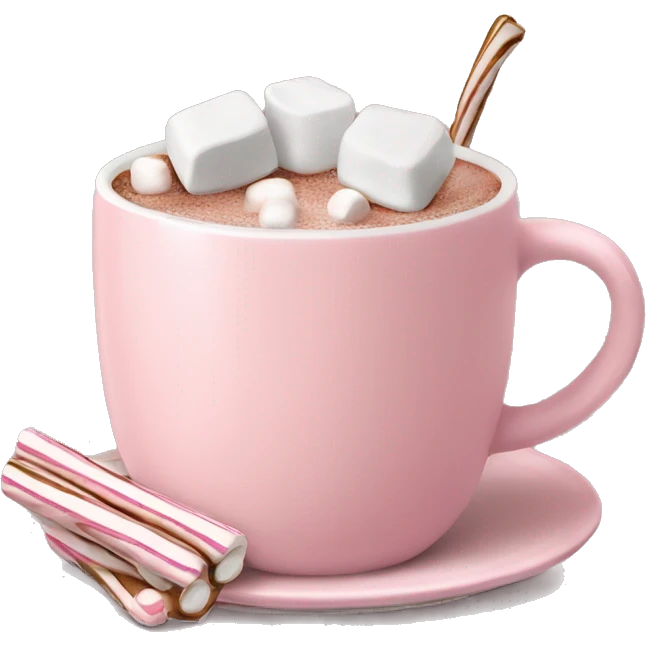 Light Pink mug of hot chocolate with marshmallows  emoji