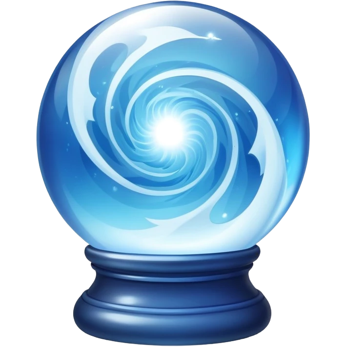 A mystical blue crystal ball scrying orb with swirling magic inside emoji