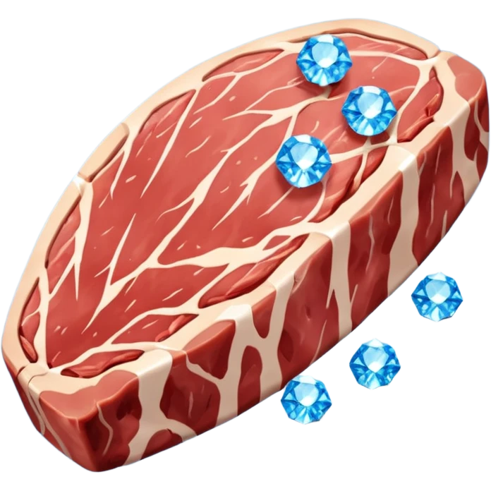 Meat with diamond textur and blue color emoji