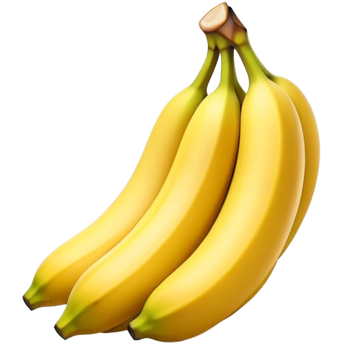 Cinematic bright yellow banana, smooth peel with gentle curves, slightly ripened, stacked in a charming bunch, warm glowing background, soft and inviting. emoji