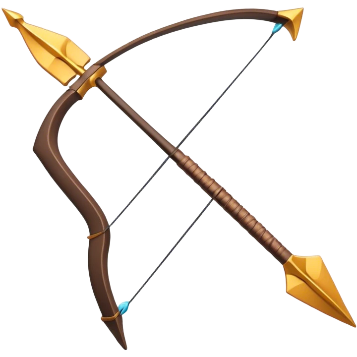 Clash of Clans aesthetic: Cinematic Playful Pixel 3D isometric  Bow & Arrow Emoji, rendered in a 3D vector-style similar to standard emojis with minimal shading and bold, simplified shapes. A compact, distinct form with signature details, softly glowing with a pixelated adventure charm. Simplified yet unmistakably iconic, highly detailed and consistent, glowing with a soft radiance and high shine. Stylized with a touch of classic pixel-art charm and a soft glowing outline, capturing the essence of a beloved gaming relic with a friendly, playful manner! emoji