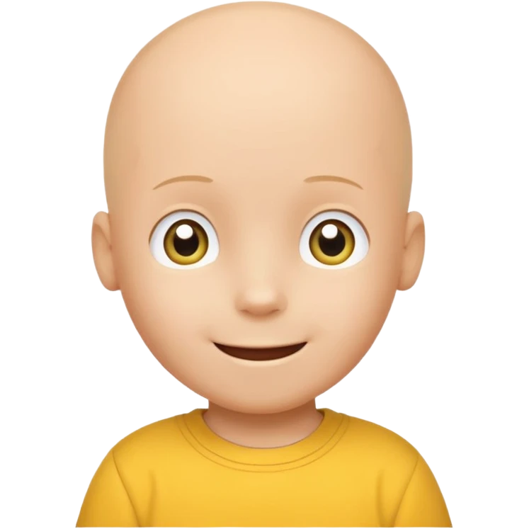 GoAnimate style Caillou, bald child with yellow shirt, emoji emoji