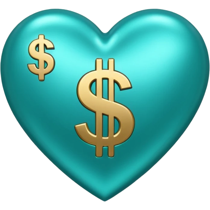 Teal heart with dollar signs emoji