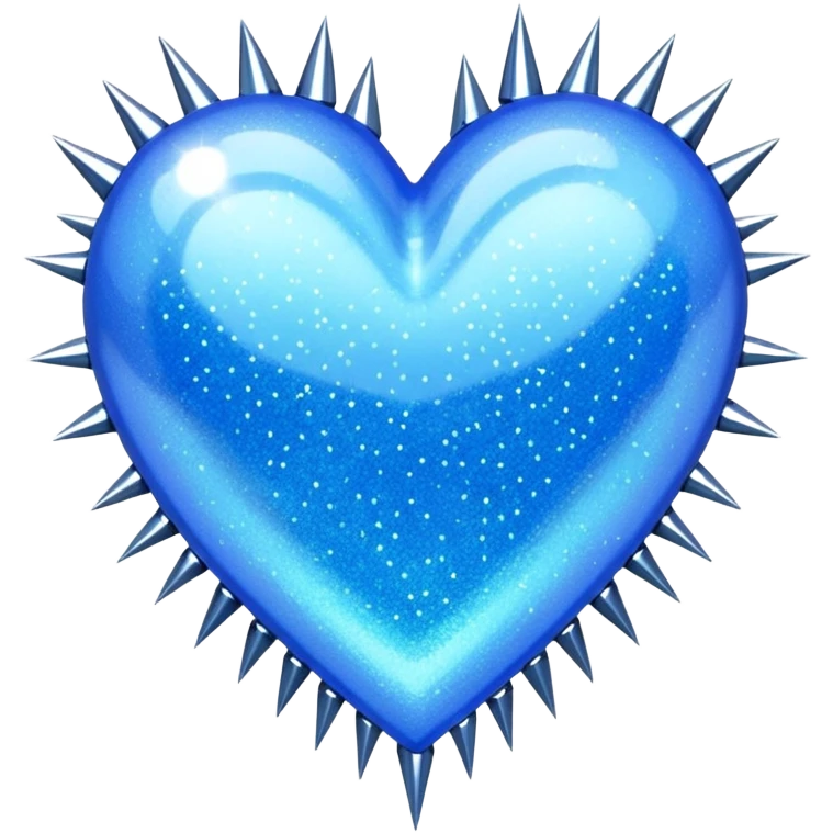 blue glittery heart with chrome spikes emoji