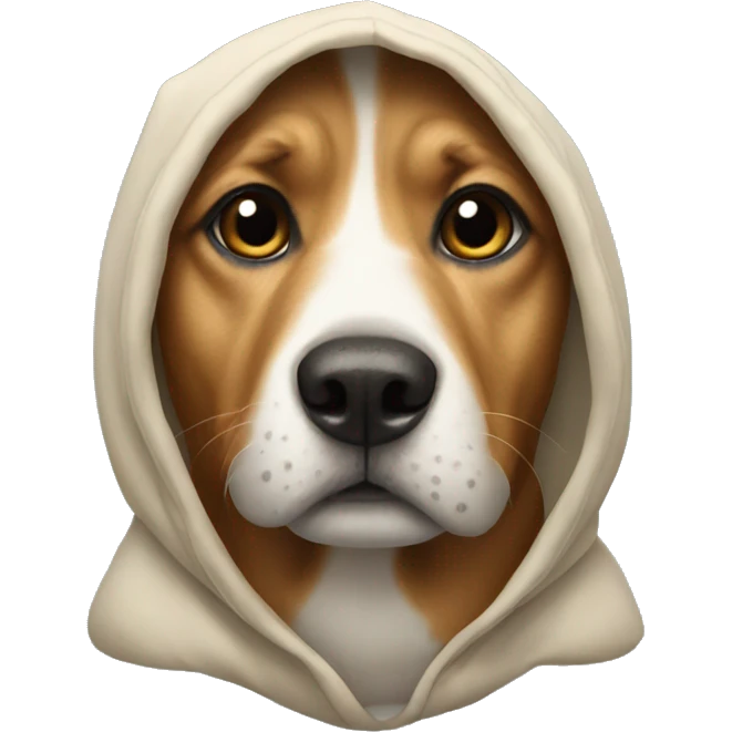 Dog wearing a hodie emoji