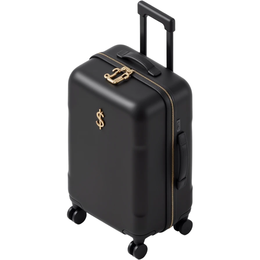 black luggage with wheels, upright, chic modern emoji