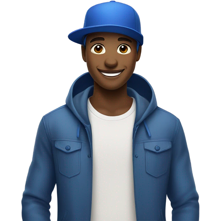 stylish boy in blue hat smiling emoji