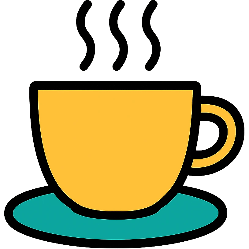 simple coffee cup icon with steam emoji