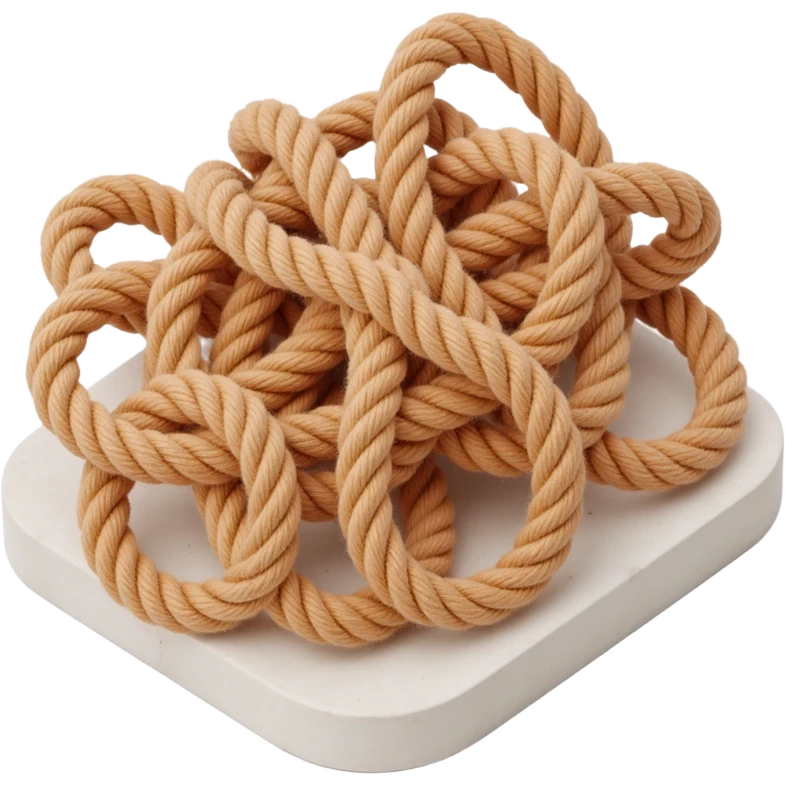 a chaotic knot of ropes, skeuomorphism style emoji