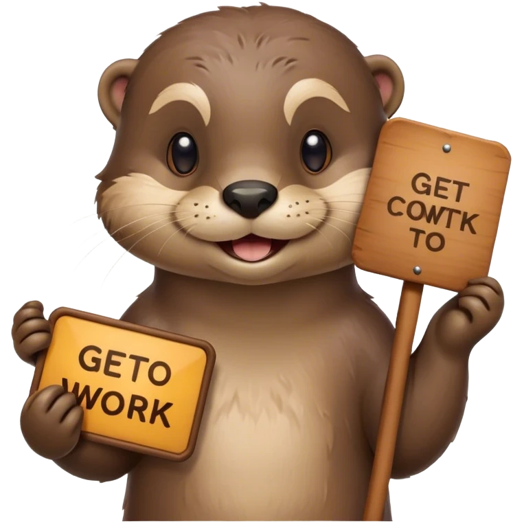 otter holding a get to work sign emoji