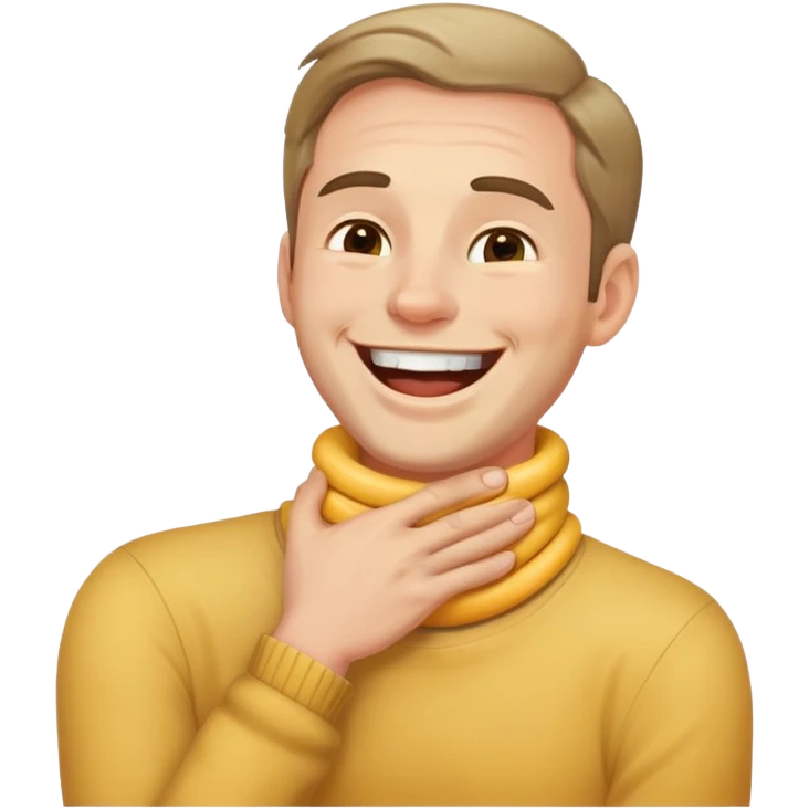 Guy holding neck laughing emoji