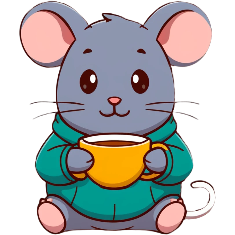 Sweet mouse in a cozy sweater enjoying a cup of tea emoji
