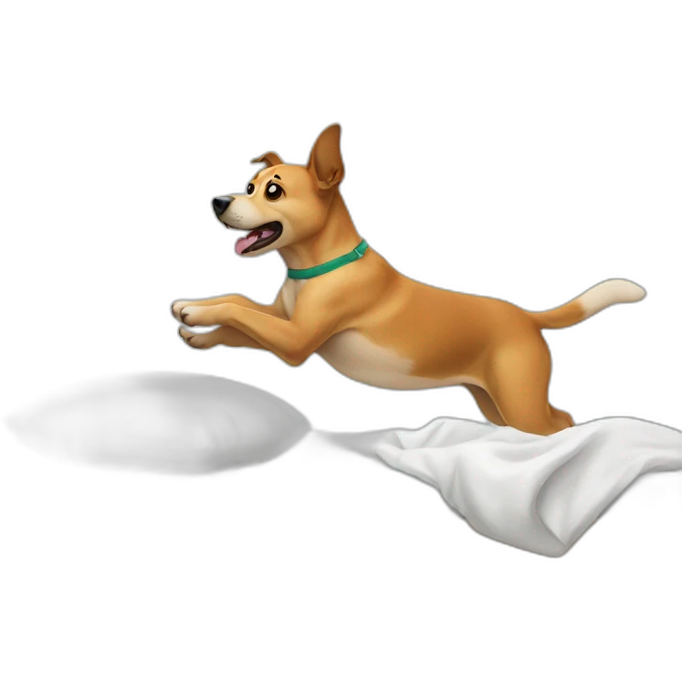 dog jumping on bed emoji