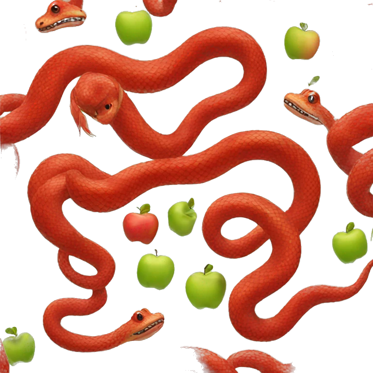 red snake with apple emoji