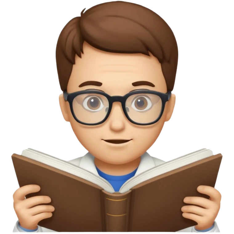 gigachad with nerdy glasses, reading a science book emoji