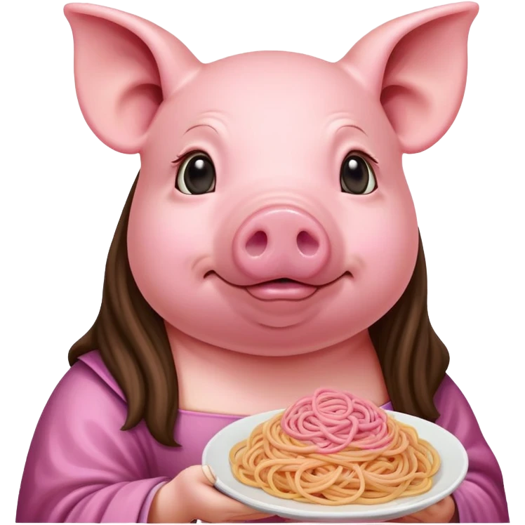   renaissance monalisa pig with pink spaghetti background  emoji