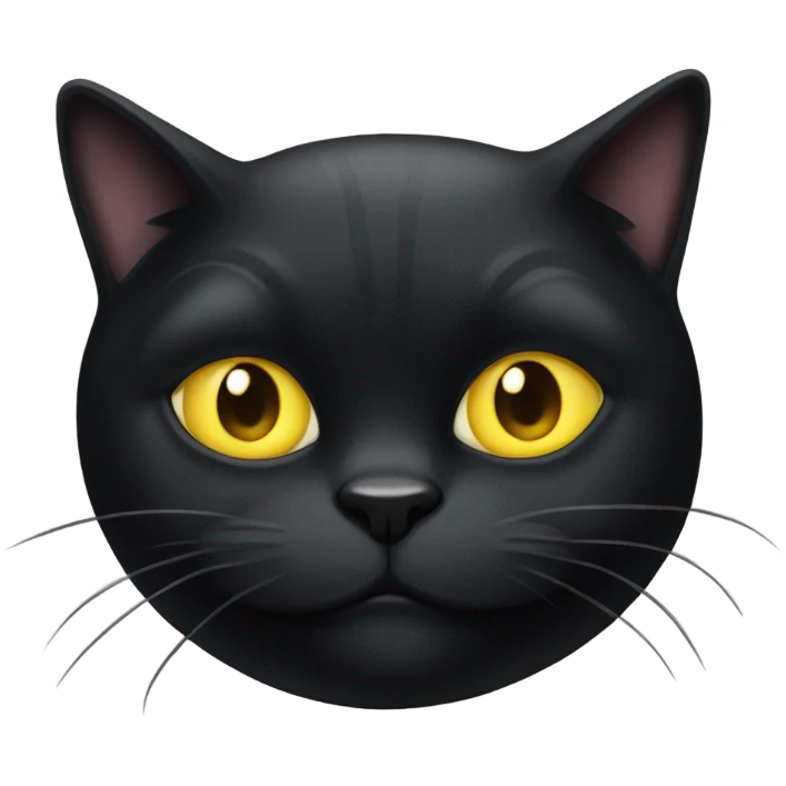 Really fat black cat with huge yellow eyes emoji