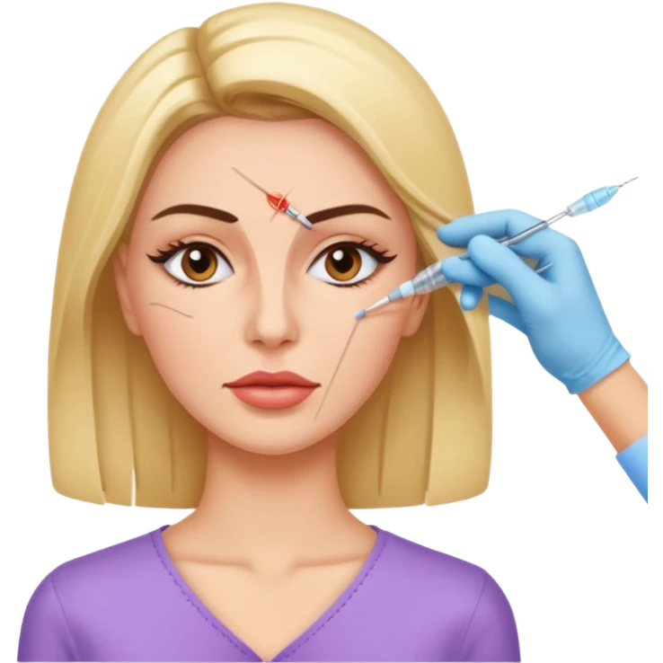 Woman taking a botox only one injection in the face emoji