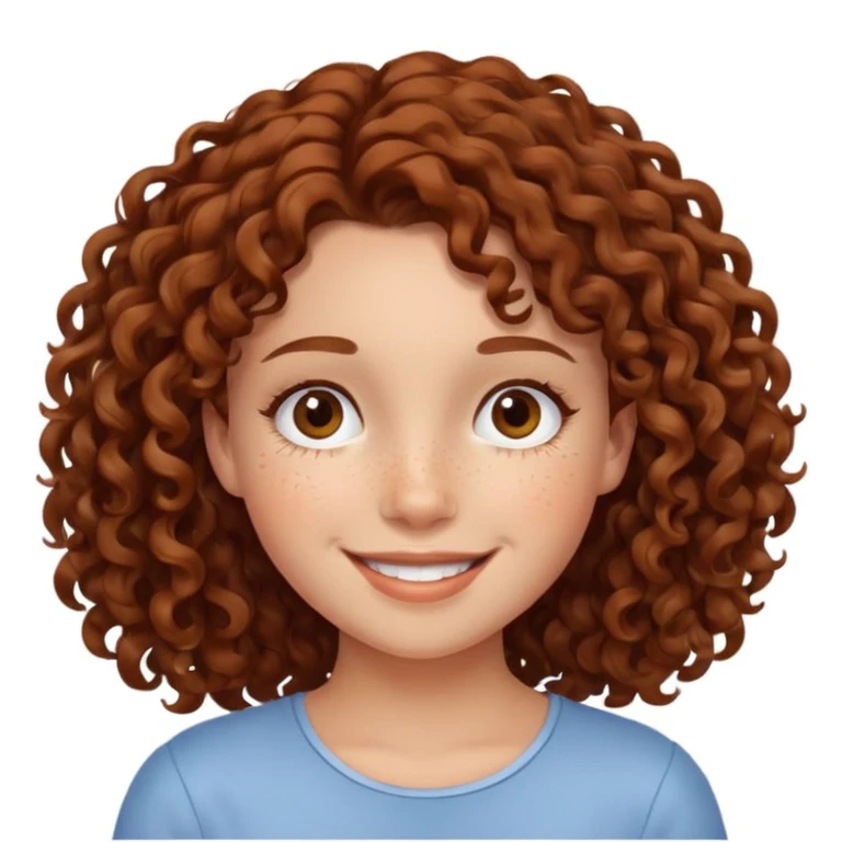girl with brown curly hair and freckles emoji