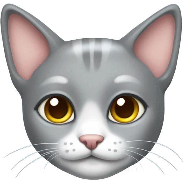 Cute grey cat with ribbon on ear  emoji