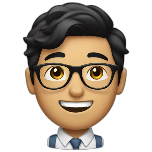 Barber boy with glasses and black hair emoji