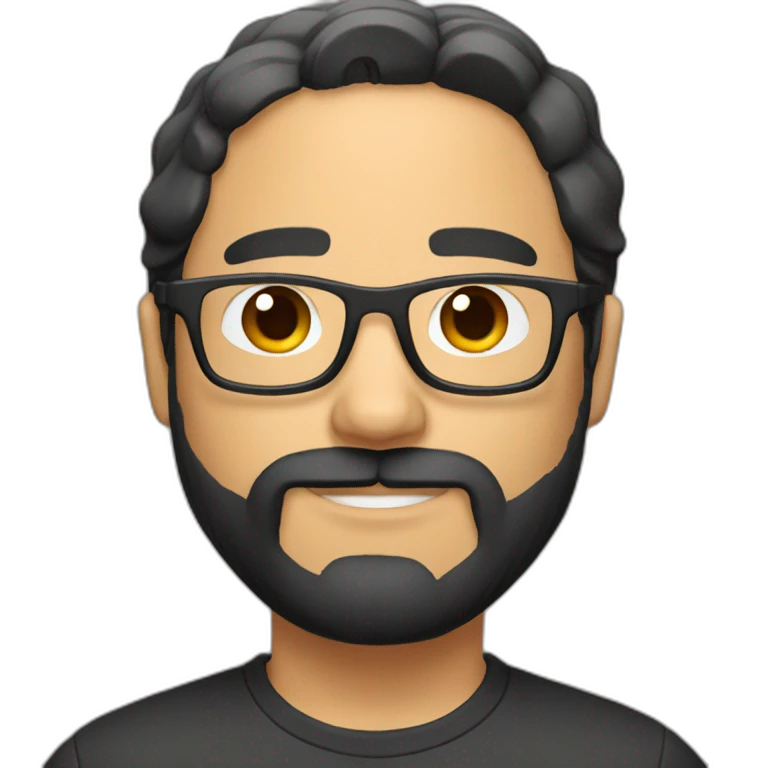 man white black hair with glasses and beard on a corgy emoji