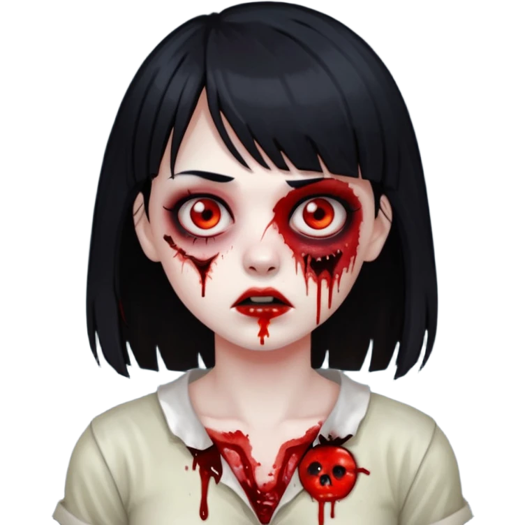 girl zombie with black hair whit bangs emoji