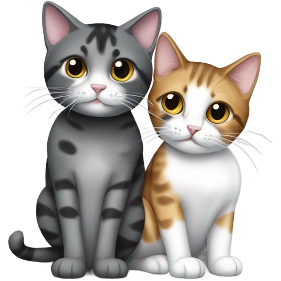 Grey and black tabby with white legs loving a calico cat emoji