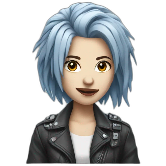 Blue Gray hair punk girl emoji