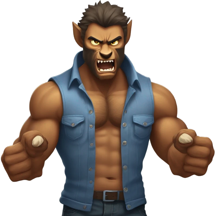 Werewolf man shirt ripping off  emoji