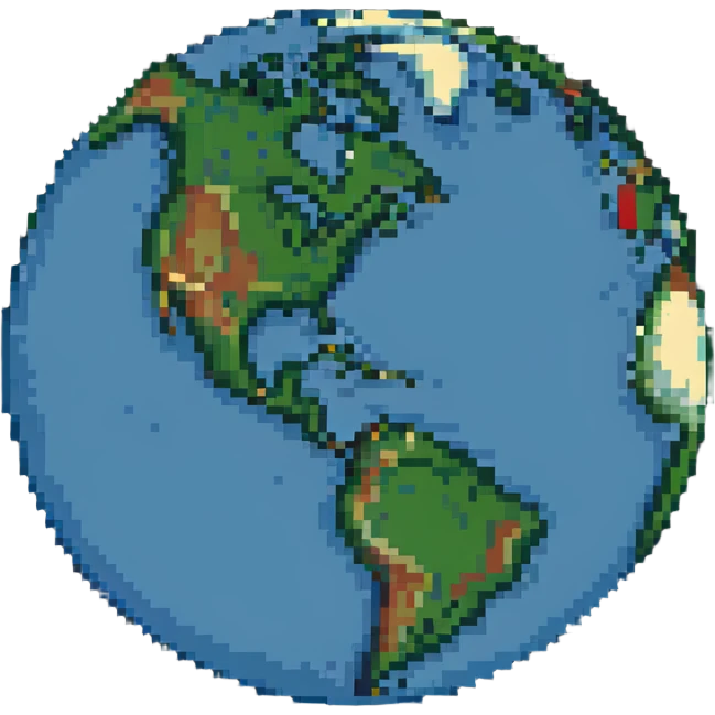 Pixel art Earth globe emoji
