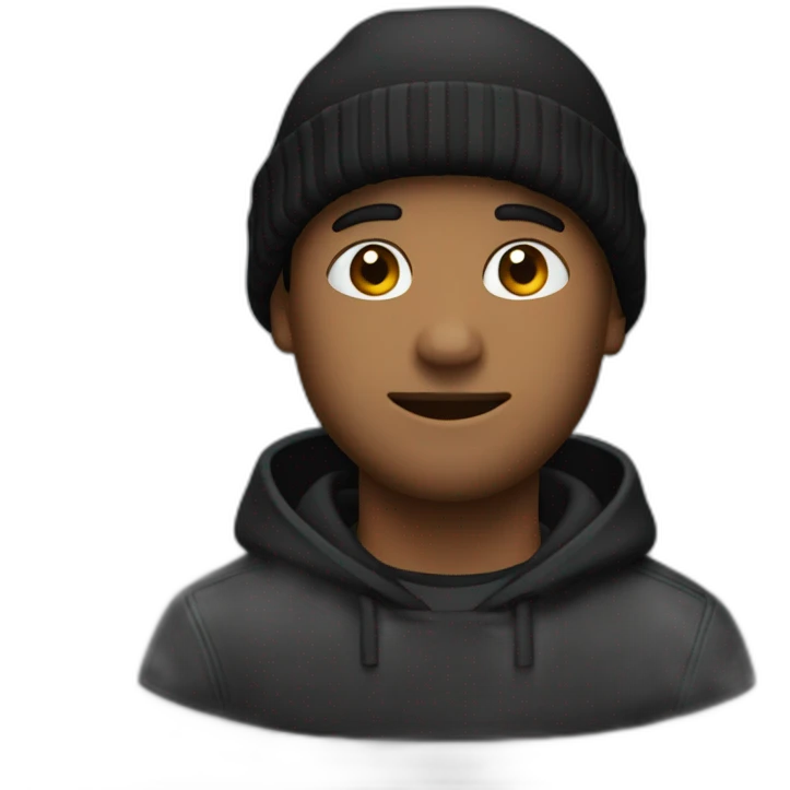 a man with black beanie and sweater emoji