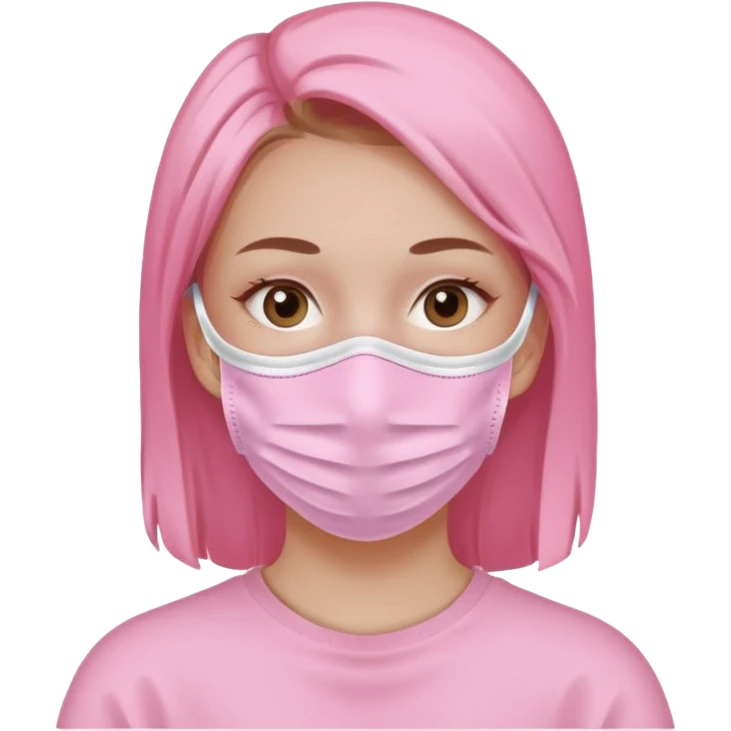 girl with a pink facemask emoji