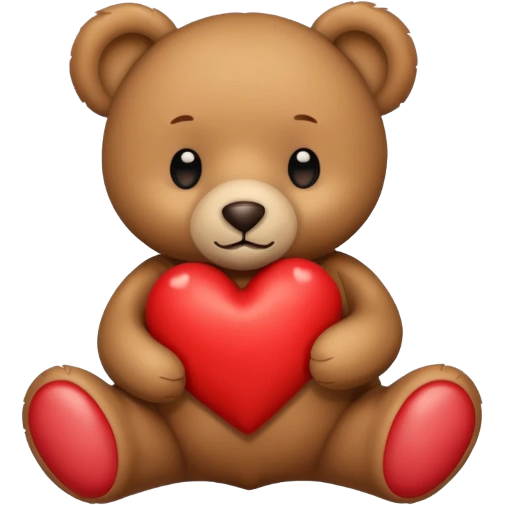 Teddy bear holding a red heart emoji