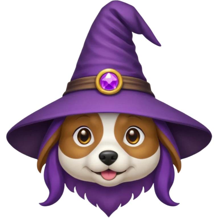 dog wear purple wicth hat emoji