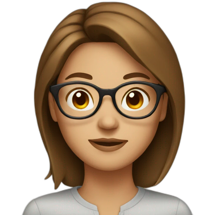 Woman with round face glasses and brown hair emoji