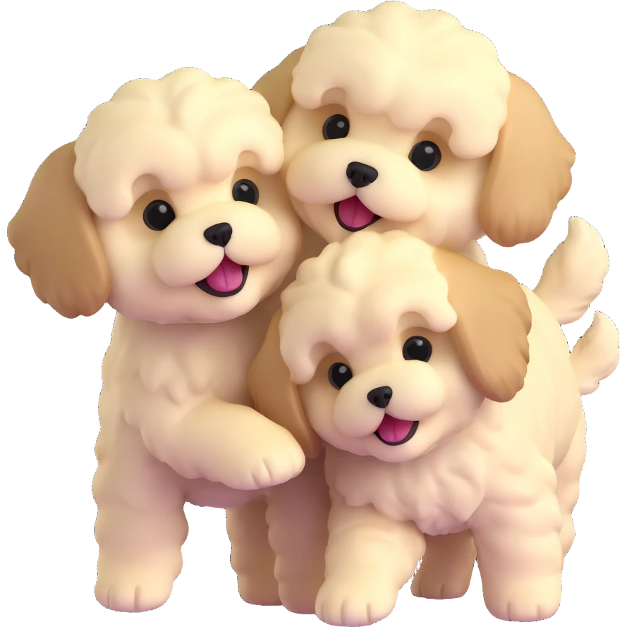 two fluffy maltipoo puppies playing together emoji