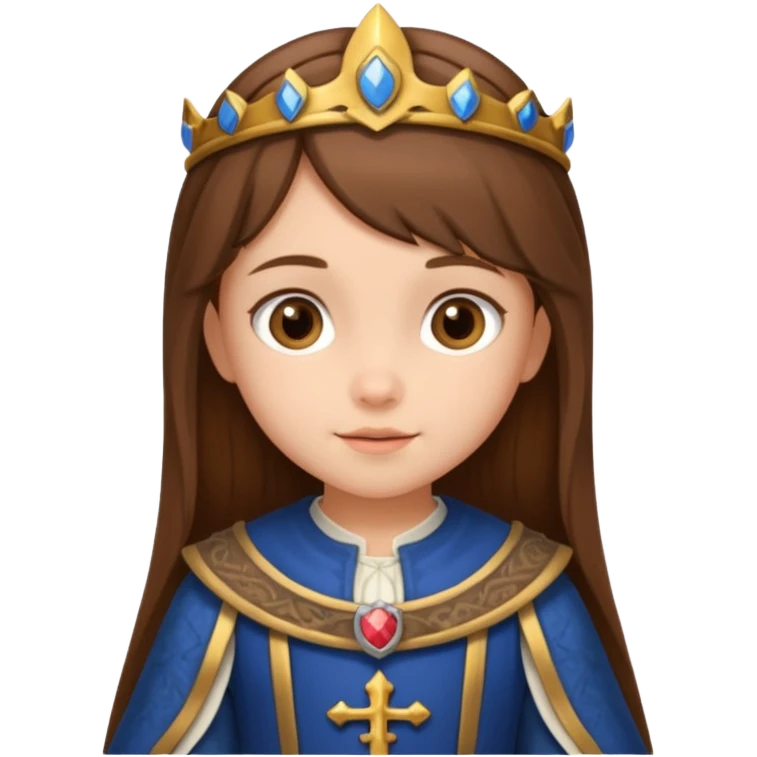Petite fille brune à la peau blanche de 8 ans à l'époque du Moyen âge. emoji