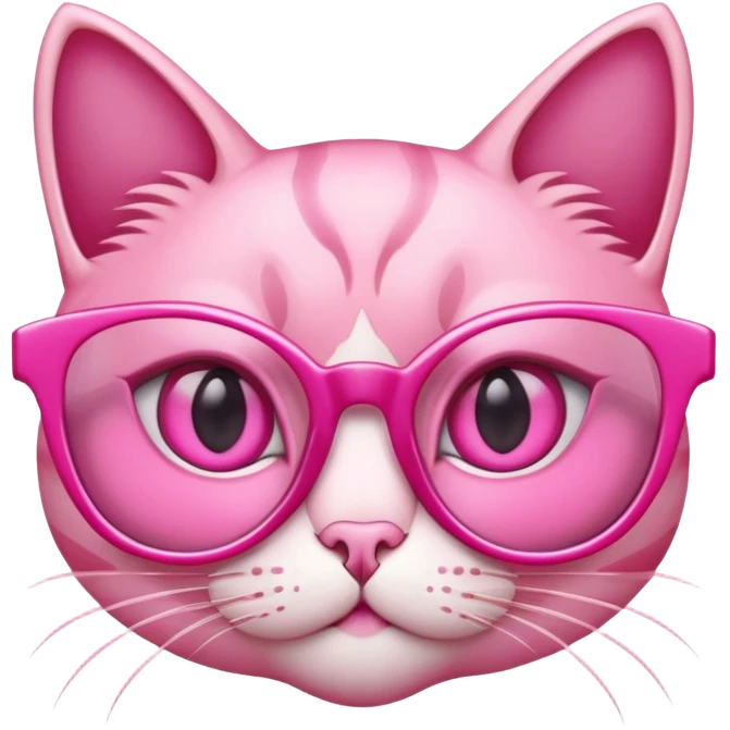 pink cat-eye glasses, retro style with upswept frames and pink lenses emoji