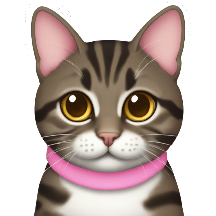  Chubby dark brown tabby pink collar emoji