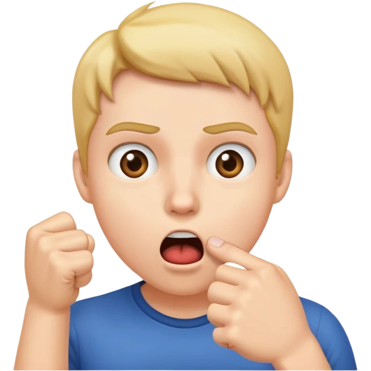 Gasping emoji with fist in front of mouth emoji