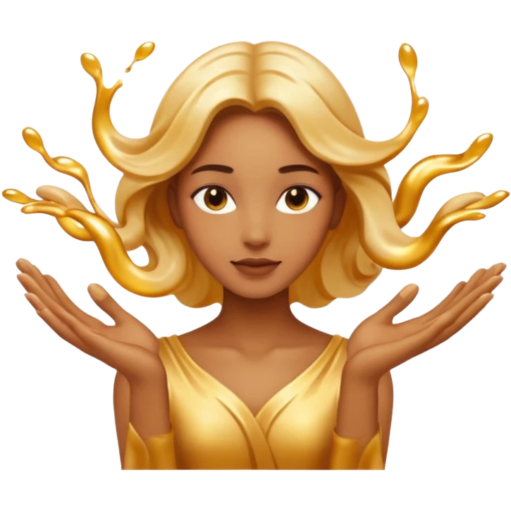 Golden liquid around the dancing hands emoji