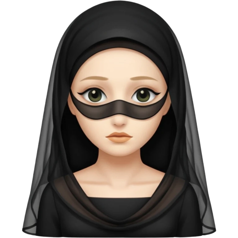 create a mourning widow lady with a black transparent veil over her face emoji