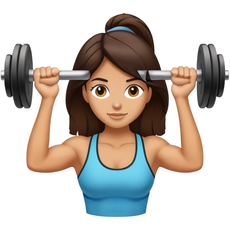 brunete women standing lifting weights emoji