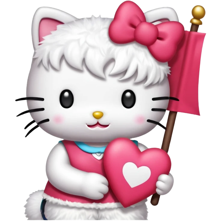 hello kitty holding a banner that says I ❤️ TRÉ  emoji