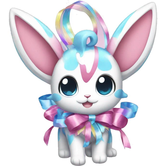Shiny colorful Sylveon with ribbons emoji