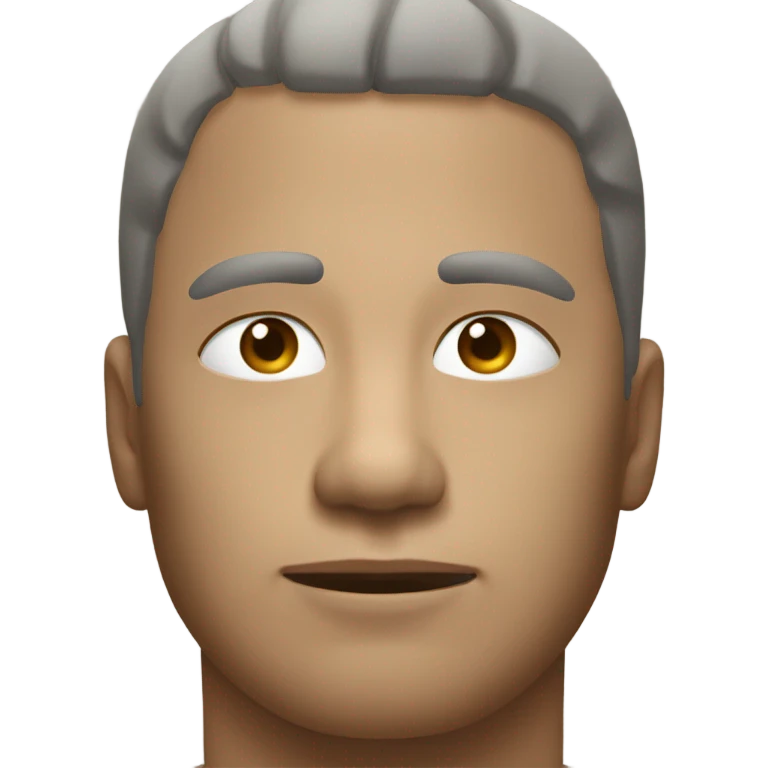 Relaxed face and two feet behind him like he is laying down emoji