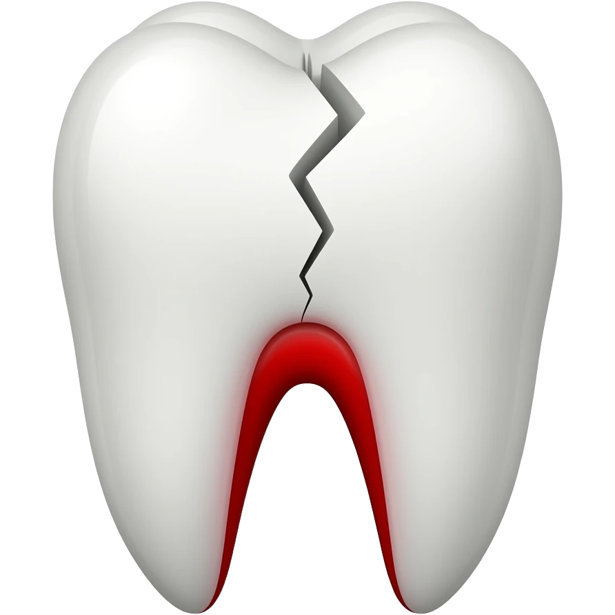 single upper tooth with crack and red inflamed gum around it emoji